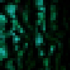 Digital render of a green black pixelated background