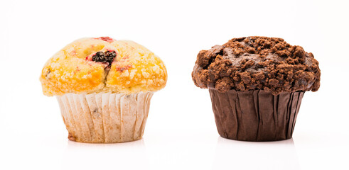 Delicious cocoa and blueberry muffins