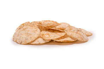 Rice chips isolated on white background.