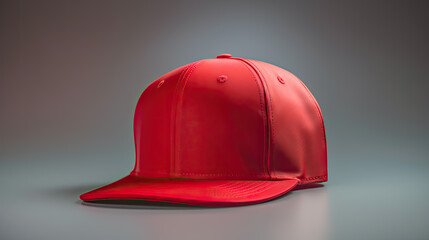 Red snapback on a grey background. Mock up design. Generative AI Illustration