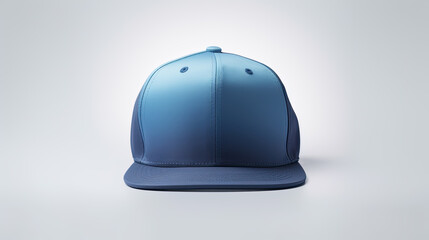 Fototapeta premium Blue snapback on a grey Generative AI Illustrationbackground. Mock up design.