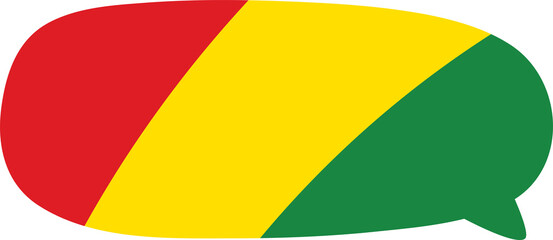 Red, yellow and green colored speech bubble shape icon as the colors of the Black History Month flag. Flat design illustration.