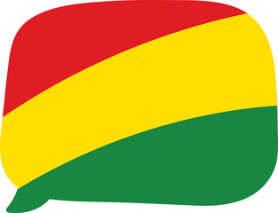 Red, yellow and green colored speech bubble shape icon as the colors of the Black History Month flag. Flat design illustration.