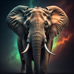 Naklejka na ściany i meble elephant with colourful background 