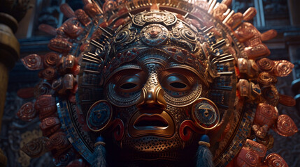 Antique Mayan carnival mask Generative AI