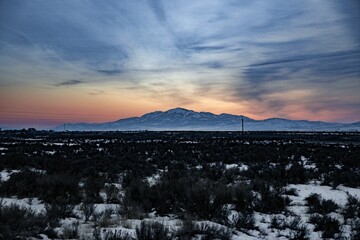 Mountain ranges of Idaho at sunset