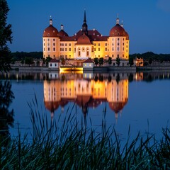 Fototapeta na wymiar Moritzburg Castle in the evening in Saxony, Germany