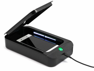 UV sanitizer for phones and other objects on a white background