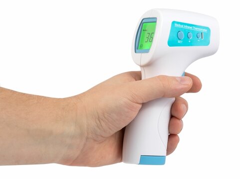 Closeup of a no-contact medical infrared thermometer