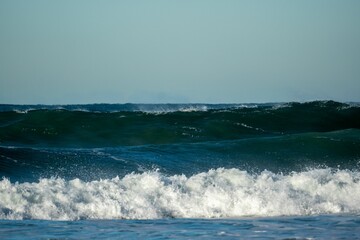 Scenic view of waves on early Friday morning at Bondi beach in sunny weather