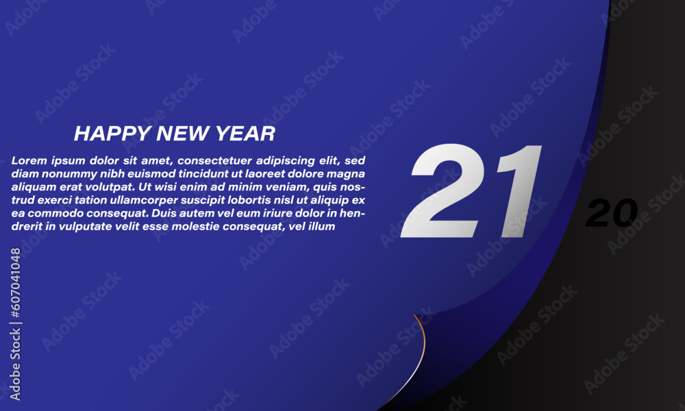 Aufkleber new year template in blue and gray tones with editable text space and date