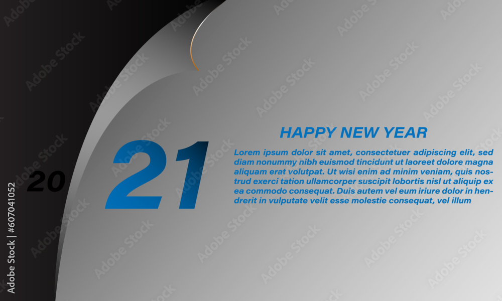 Poster new year template in gray and blue tones with editable text space and date