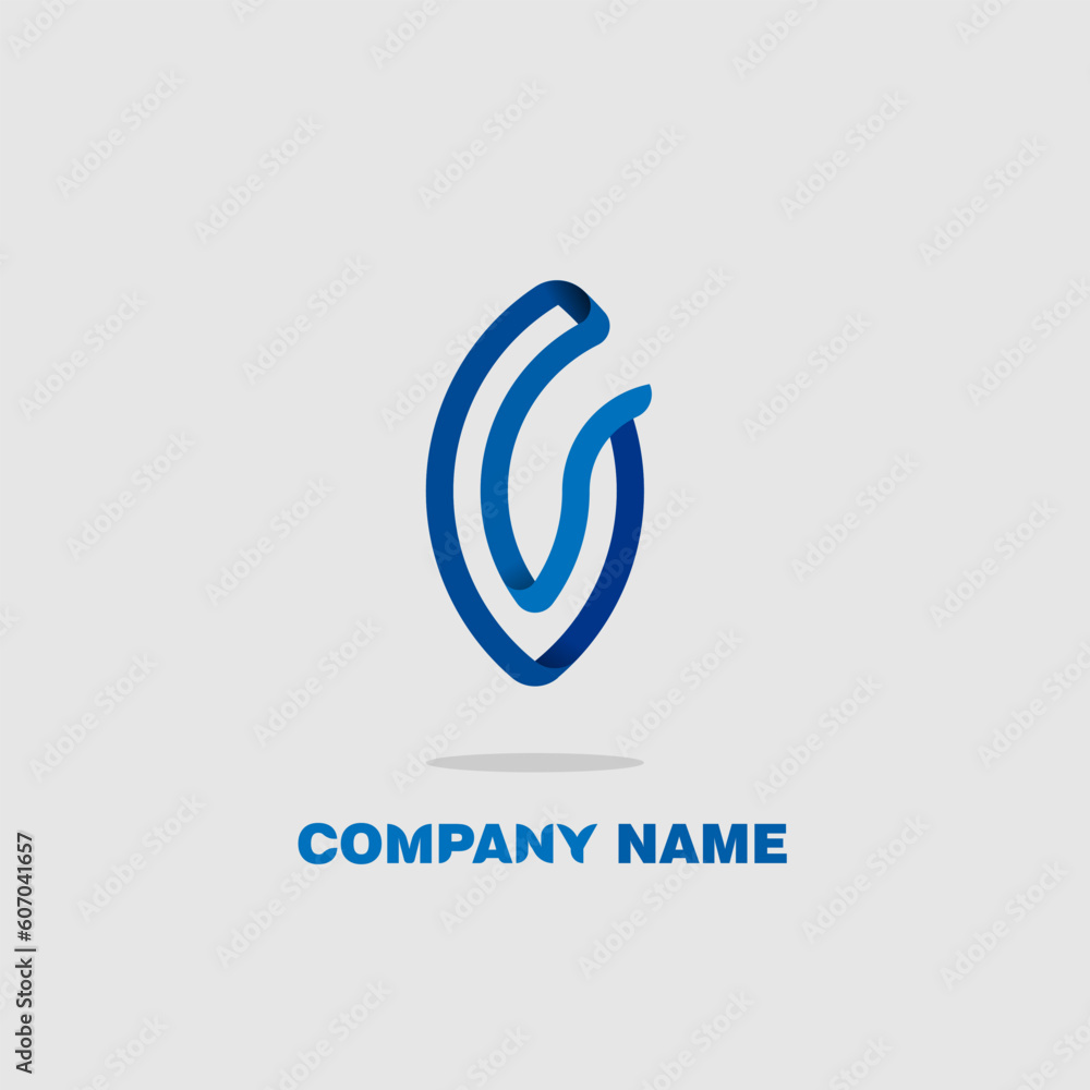 Poster minimalistic logo icon design and company name isolated on a gray background