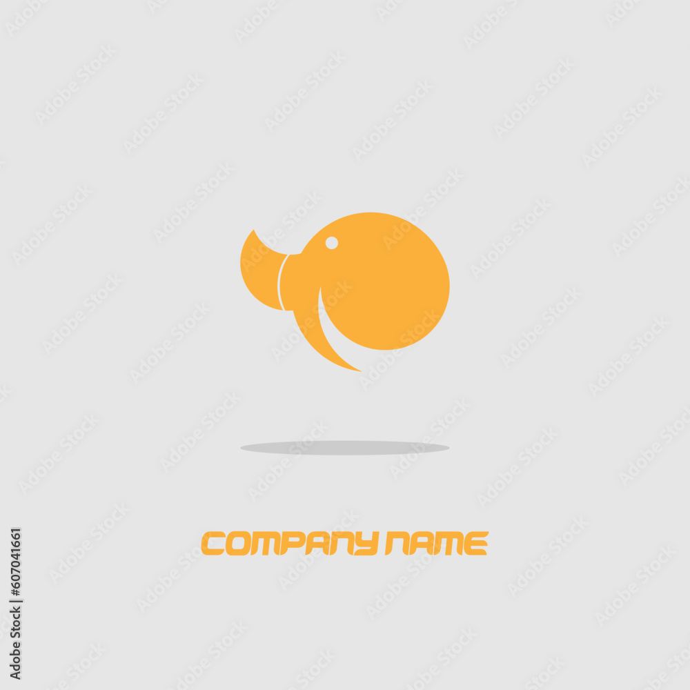 Poster minimalistic logo icon design and company name isolated on a gray background