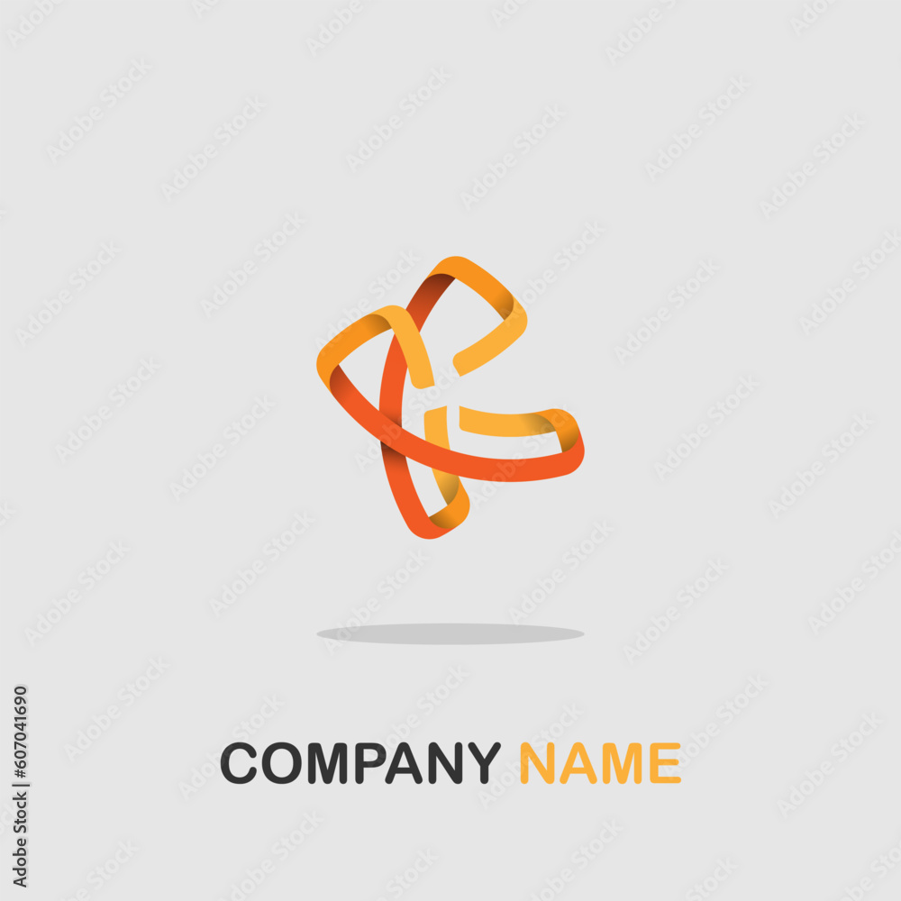 Sticker Minimalistic logo icon design and company name isolated on a gray background