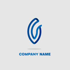 Minimalistic logo icon design and company name isolated on a gray background