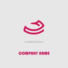 Minimalistic logo icon design and company name isolated on a gray background