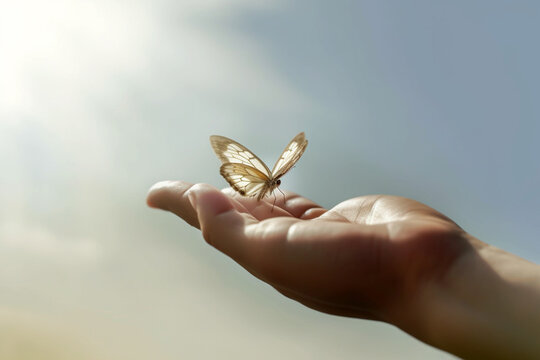 butterfly on hand, Generative AI