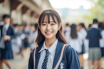 日本の女子生徒のイメージ：AI生成画像 - obrazy, fototapety, plakaty