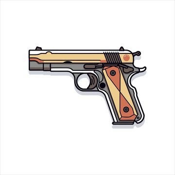 A pistol icon in simple style isolated on white background. Vector illustration