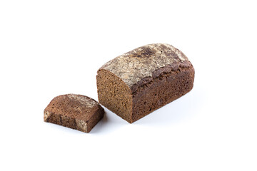 Rye bread slices isolated on white background
