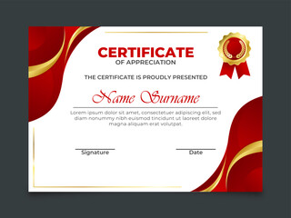 Elegant certificate template design in red