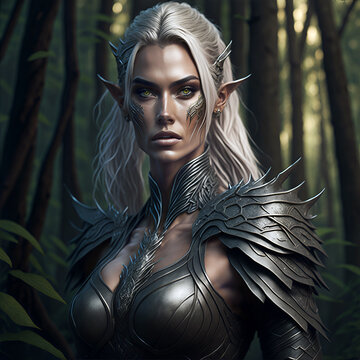 female elf ranger character, generative AI