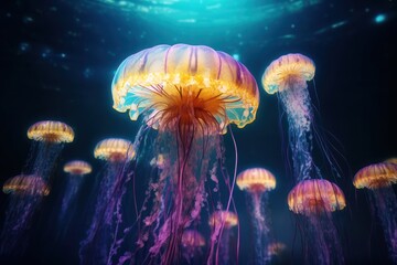 Fototapeta na wymiar jellyfish in the sea with Ai Generated