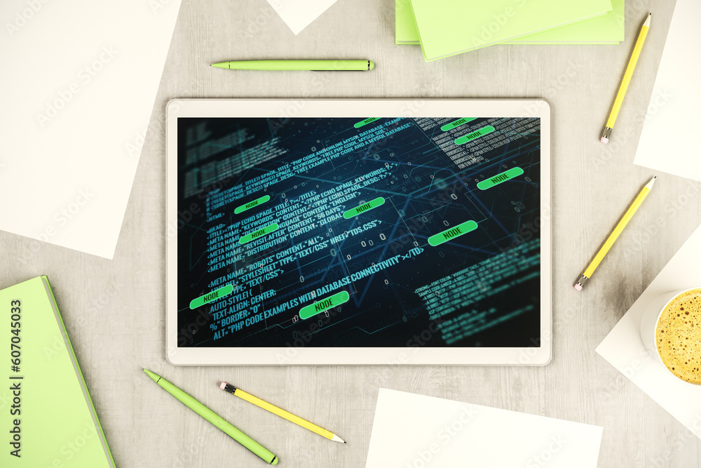 Leinwandbilder abstract creative coding illustration on modern digital tablet display, software development concept