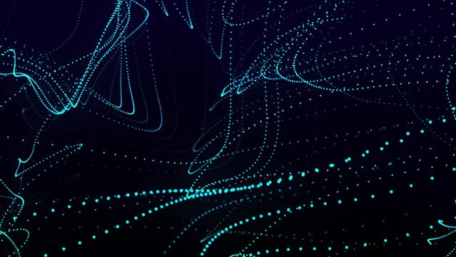 Digital technology background. Dynamic wave of glowing points. Colored music wave. Futuristic background for presentation design. 3d rendering. 4k animation.