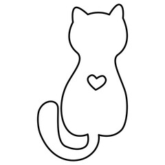 Hand Drawn Outline Cat by child 