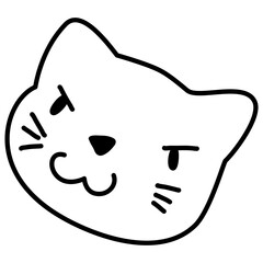 Hand Drawn Outline Cat by Child 