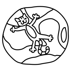 Hand Drawn Outline Cat by Child 