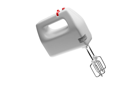 White hand mixer with red buttons 3d render