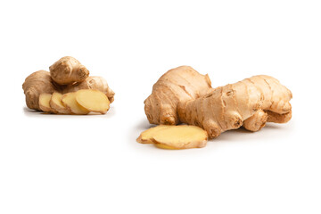 Ginger root isolated on white background.