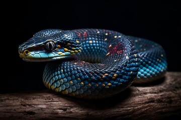 close up of a snake in nature. 