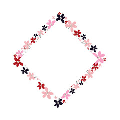 Creative vibrant floral frame, bright frame with wildflowers in juicy colors.