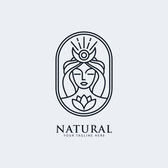 nature beautiful woman line art logo design