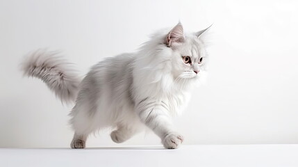 cute cat on white background, full body