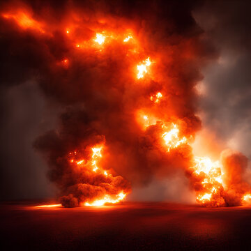 Fire sparks, clouds of smoke, visual effects for graphic design