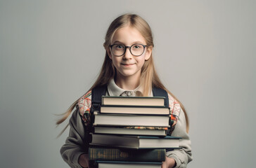  girl holding books -Ai