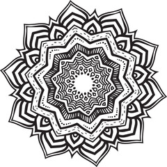 Hand drawing mandala flower pattern coloring page 