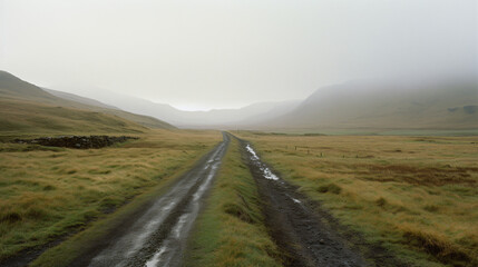 Road journey through vast open landscapes in Norway among the mountains