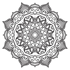 Hand drawing mandala flower pattern coloring page 