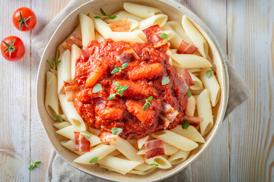 Tasty pasta bolognese as a popular dish in Italy.
