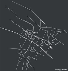 Detailed hand-drawn navigational urban street roads map of the SILLERY COMMUNE of the French city of REIMS, France with vivid road lines and name tag on solid background