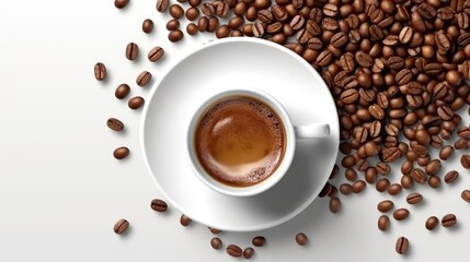 Fototapeta premium Coffee Beans on white background top view Created With Generative AI Technology