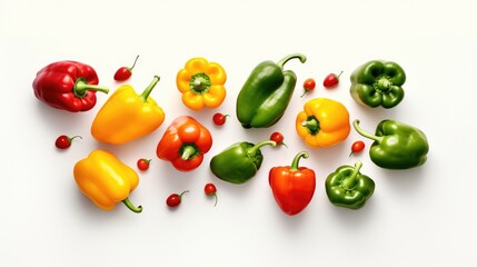 Colorful peppers on white background top view Created With Generative AI Technology