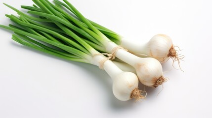 Green Onion With White background top view Created With Generative AI Technology