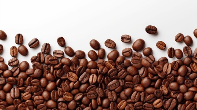 Coffee Beans on white background top view Created With Generative AI Technology
